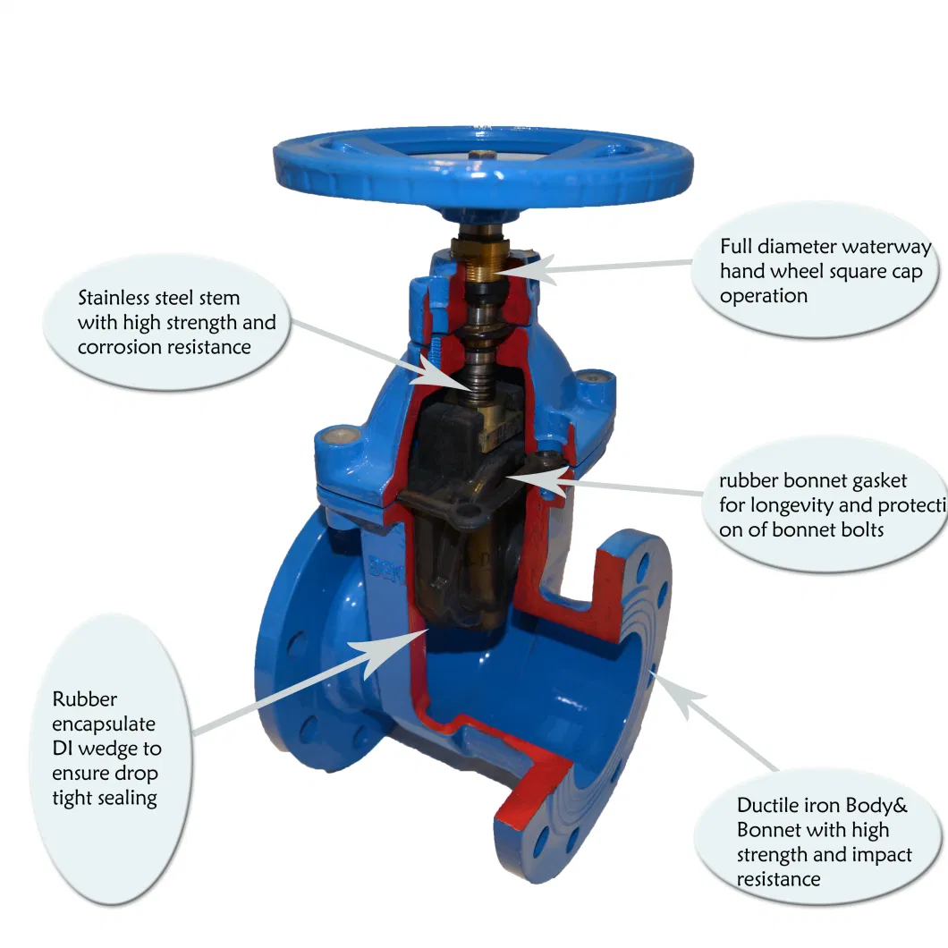 Ductile Iron/Wcb/Stainless Steel Industrial Control Gate Valve with Resilient Seating