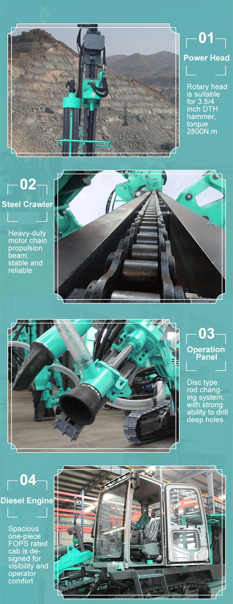 Hydraulic Steel Crawler Piling Rotary Anchor Jumbo Coal DTH Blasthole Surface Water Well Top Hammer Rock Core Drilling Machine